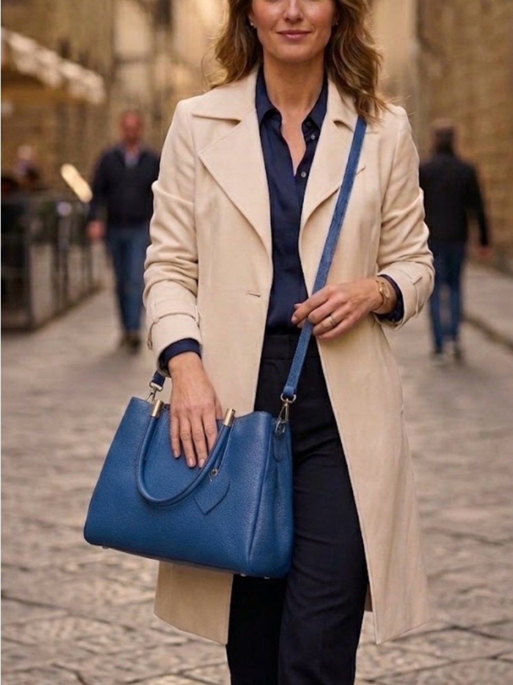 Classic Blue Leather italian purse - Women's Shoulder or hand Bag